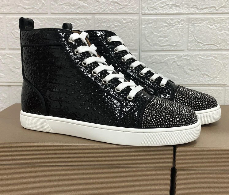 

High Quality luxury Chris lovers style fashion crystal flat men shoes high casual Red Bottom Shoes, Customized color