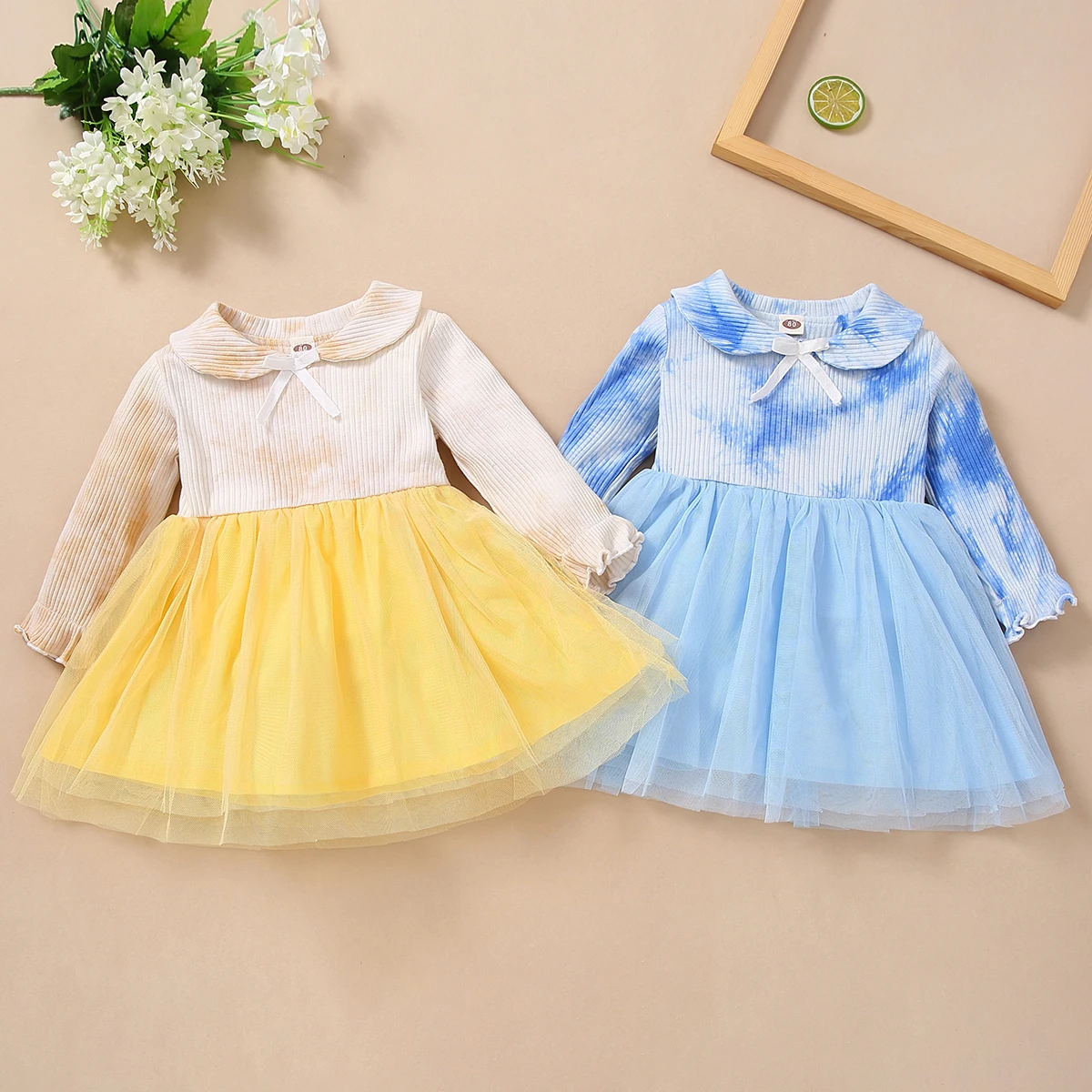 

High Quality Baby Clothes Tie Dye Child Dress Autumn Kid Girl Boutique Dresses