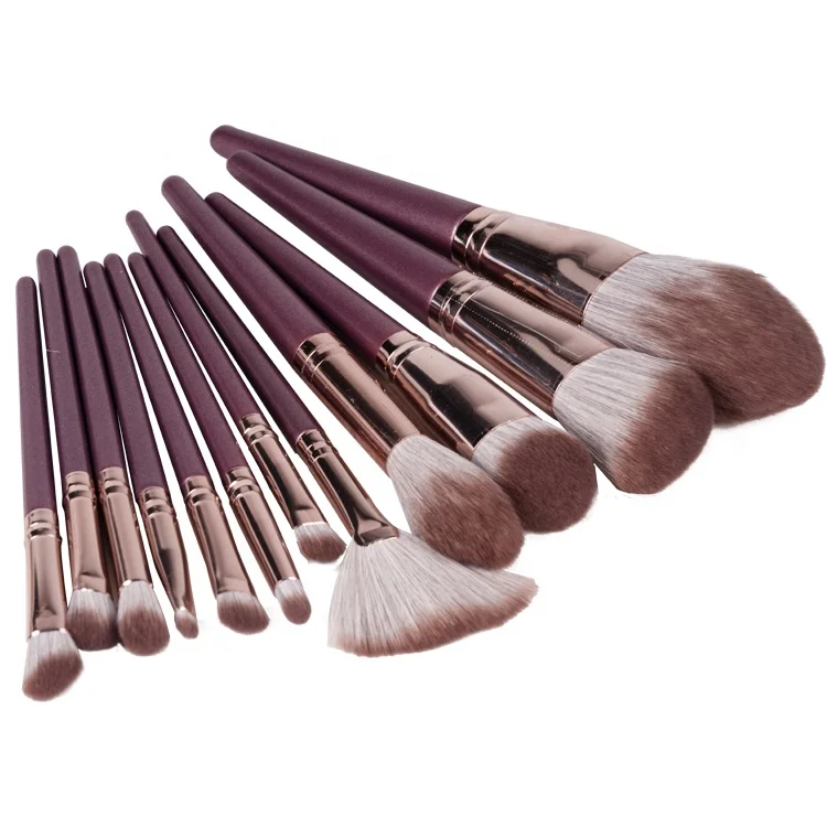 

Professional 14Pcs Travel Portable Eyeshadow Eyeliner Makeup Brush Kit Eye Makeup Brushes Set, Dark green;dark purple