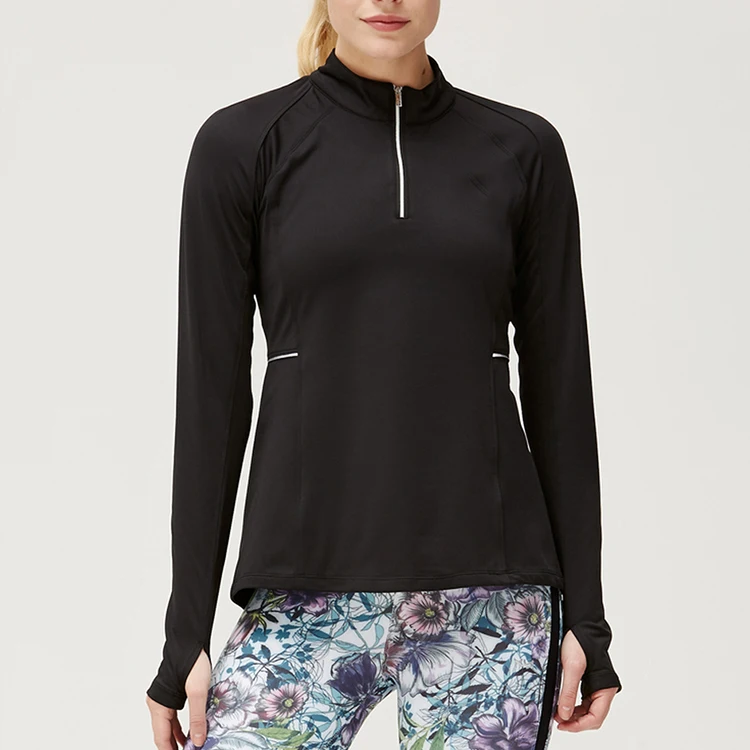 

Ladies 1/4 Zip Up Pullover Quick Dry Wicking Long Sleeve Outdoor T-Shirt Women Breathable Sport Fishing Climbing Hiking T-shirt, Customized color
