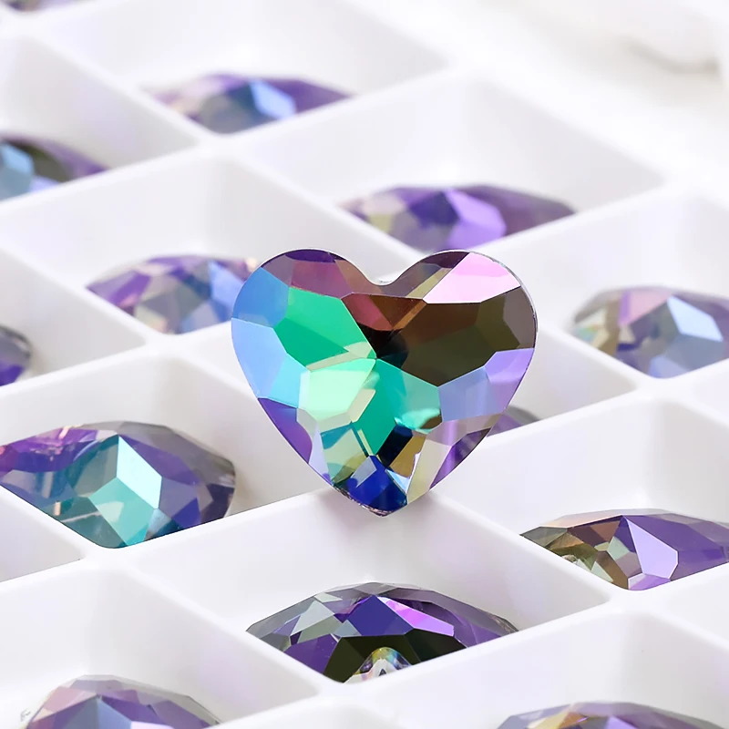 

Xichuan Heart shaped 12*14/14*16 mm big sizes flatback chamfered shiny crystal ab stones k9 glass strass decoration rhinestones