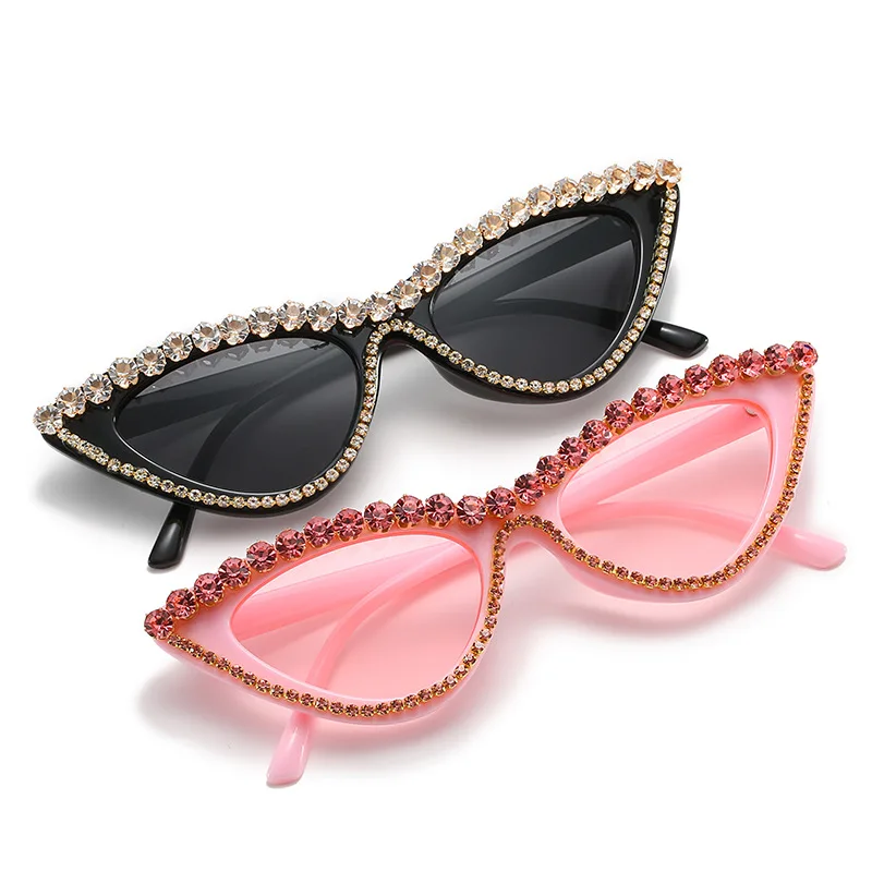 

2021 new fashion trendy luxury diamond rhinestone sunglasses sun glasses lentes de sol cat eye sunglasses, Colorful or customizable