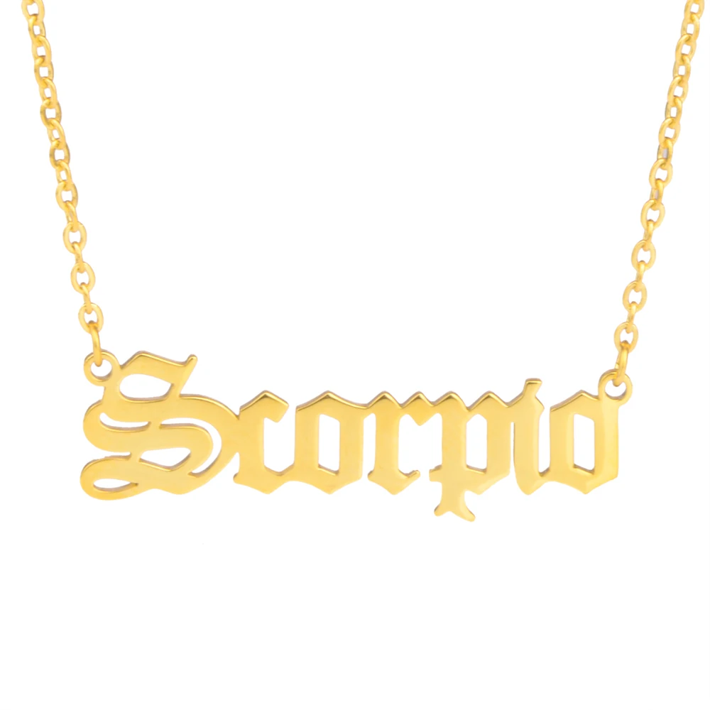 

Personalized Custom Stainless Steel 18K Gold Chain Zodiac Pendant Necklace For Women Jewelry