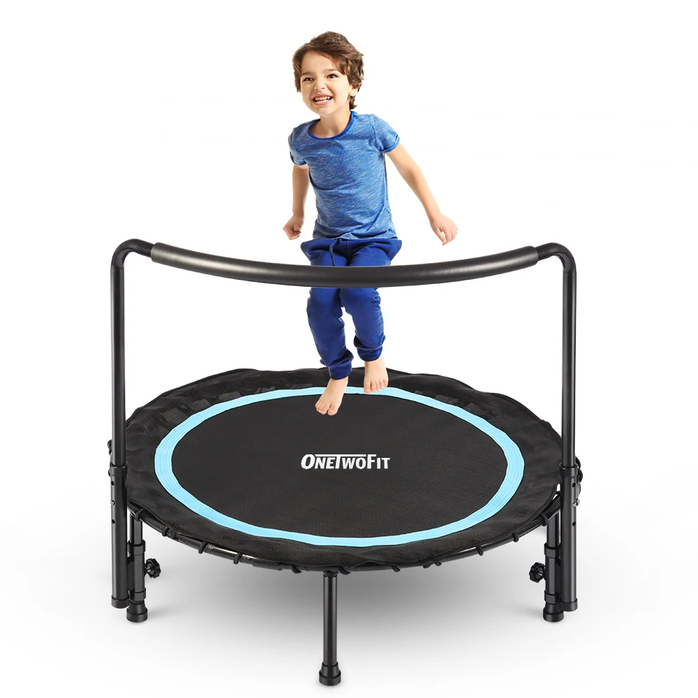 

Onetwofit Fitness Rebounder Play Small Indoor Hot Selling 36 inch Indoor Trampoline Playground Rides Bungee Jumping Black & Blue