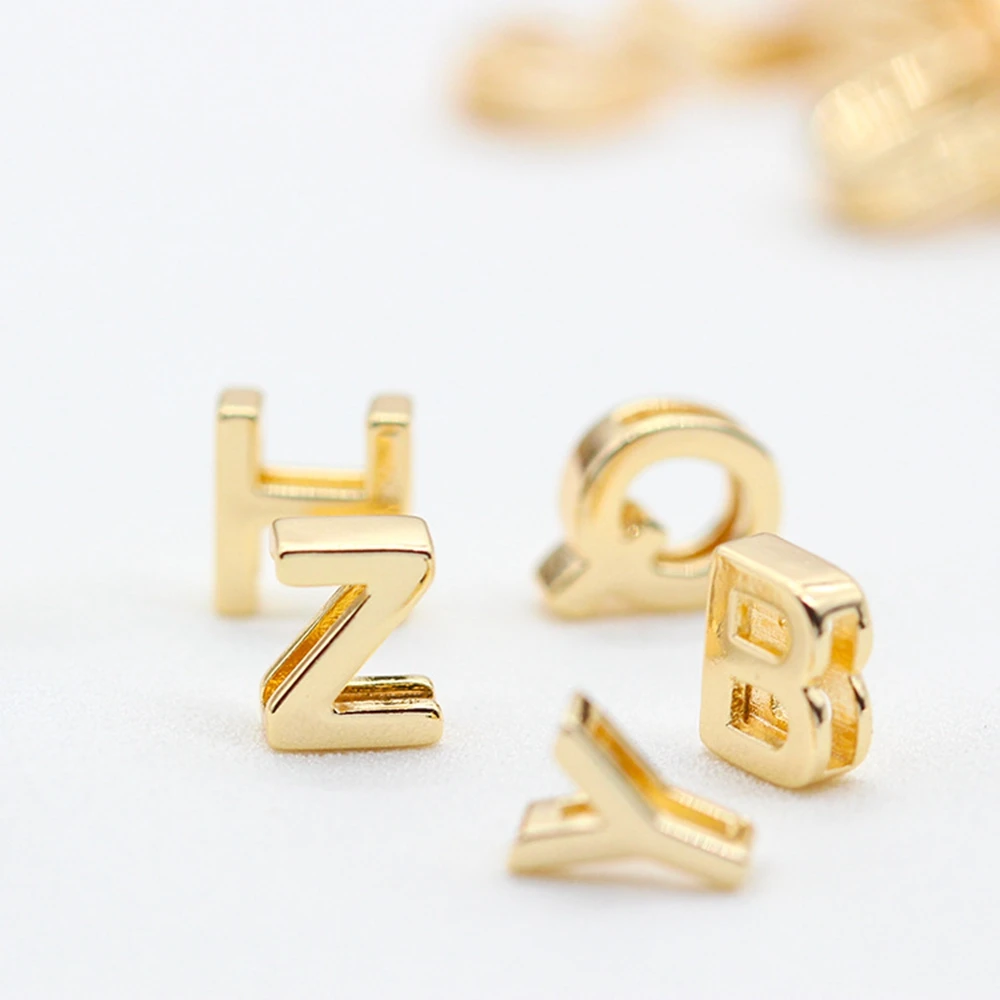 

Wholesale Jewelry Accessories Gold Filled 26 Alphabet Charms Initial Letter Shaped Beads Pendant For Bracelet Necklace Making, Multi color