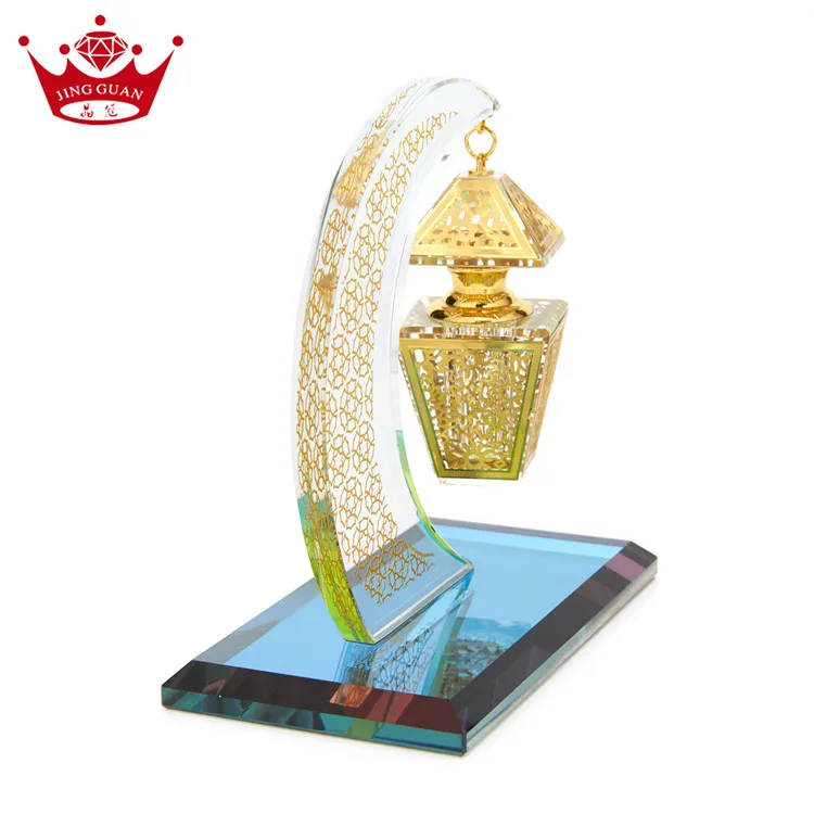 
Muslim Islamic Gifts Empty Decorative Crystal Fancy Crescent fragrance bottle Aromatherapy bottles 