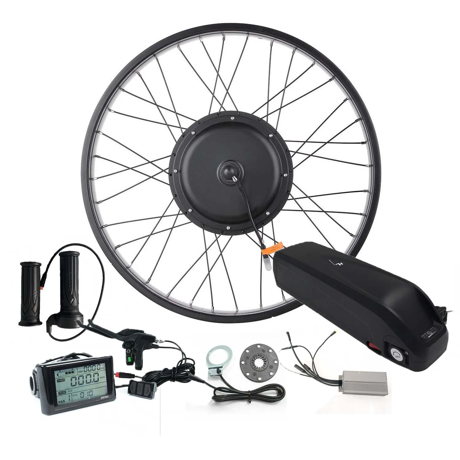 

20-28Inch Fat Tire Ebike Conversion Kit 1500W With Battery, 1500W 48V 72V Front Rear Wheel Hub Electric Bike Conversion Kit
