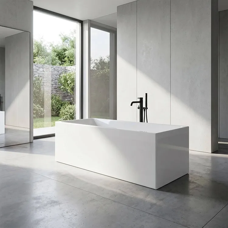 product-1-1 free-standing-acrylic-bathtub-am012-rectangular-white-concrete-floor-modern-bathroom