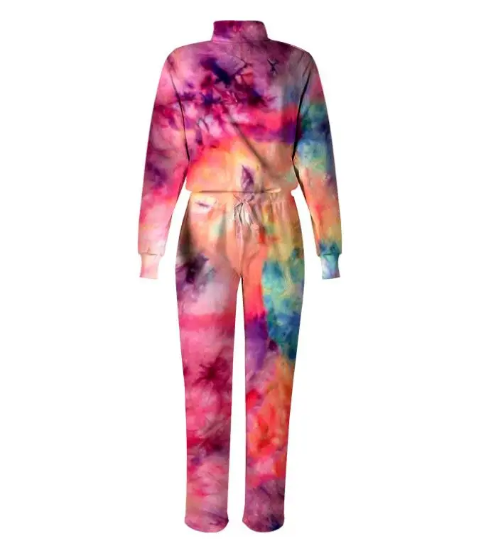 

Customized Logo Women Causal Comfortable Sleepwear Tie Dye Pajamas Set, As picture show, customized