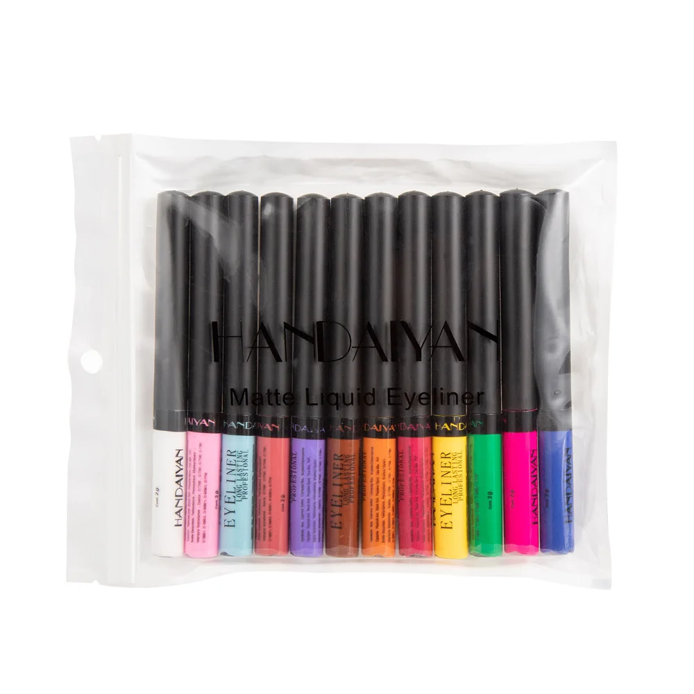 

12 Color / set Best Wholesale Longlasting White Liquid Makeup Eye Liner Waterproof Matte Neon Color Eyeliner