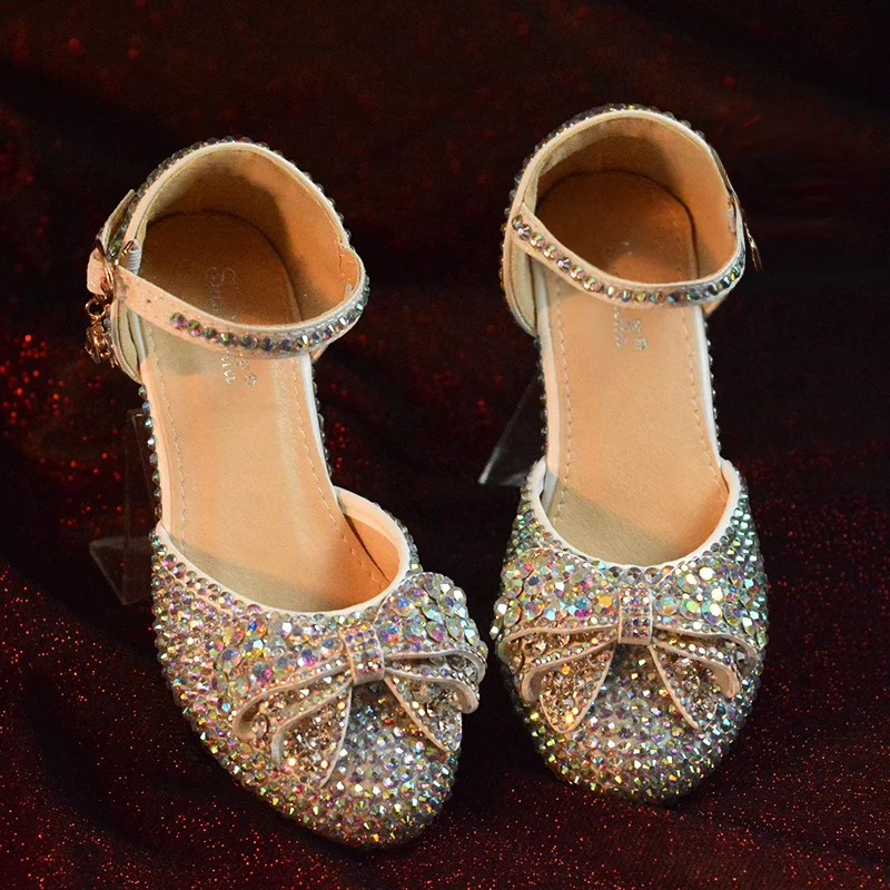 

Fashion Glitter Rhinestone Princess Kids Shoes Bowknot Summer Girls Ballet Dancing Shoes