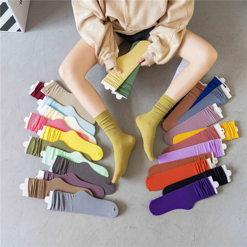 

Cheap fancy various colors women crew socks fashion cotton Thick slouch socks