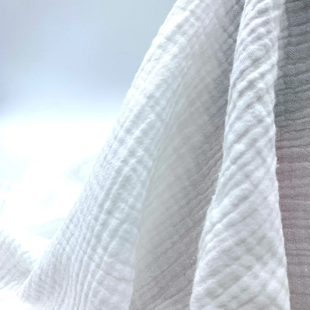 
Chinese supplier wholesale hot sale soft crinkle cotton double gauze dyed for baby diapers and dress clothing fabric 