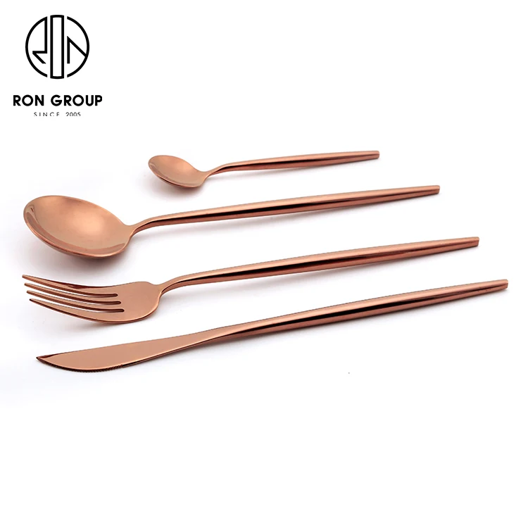 

Coffee Shop Restaurant Stainless Steel Rose Gold Cutlery Flatware Set