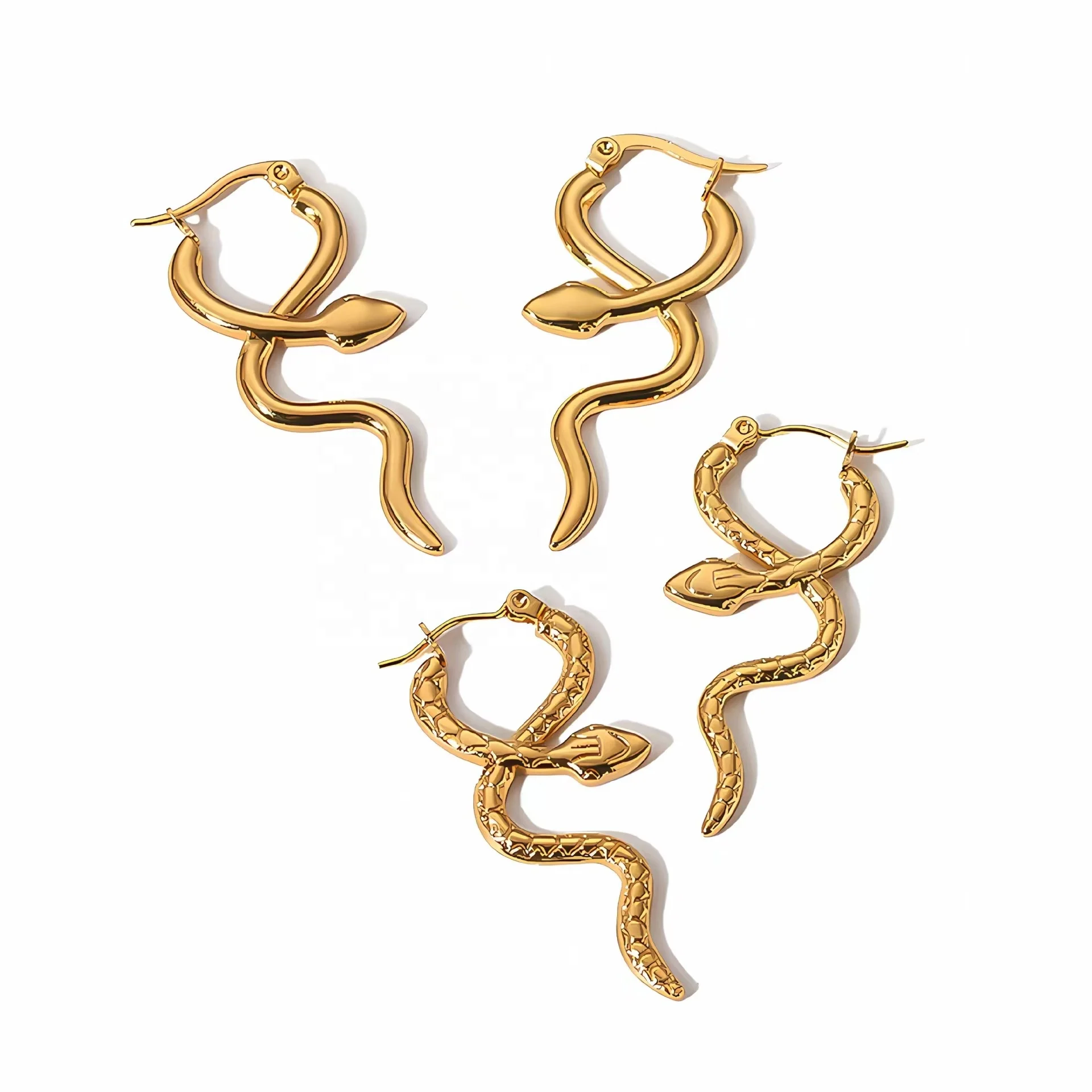 Religious Twisted Snake Hoop Earrings 18K Gold Waterproof Non Tarnish Chunky Statement Symbolized Snake Earrings Jewelryry