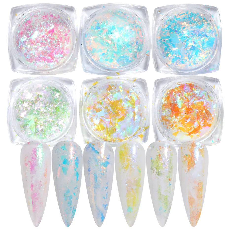 

2022 Ultra Thin Iridescent Flakes Holographic Opal Fire Nail Art Acrylic Glitter Pigment Powder Fire Opal Flakes