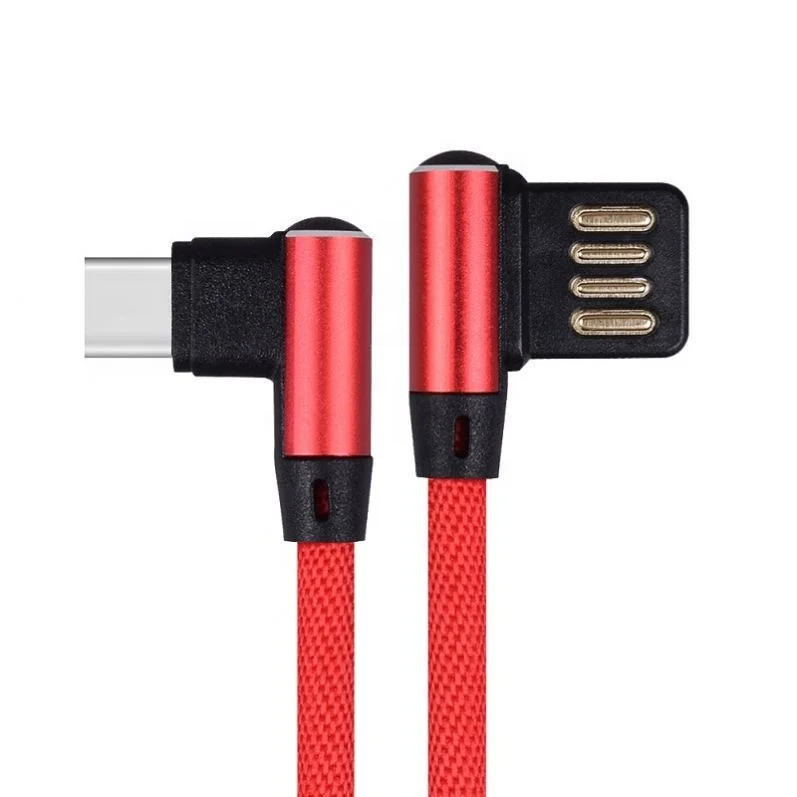 

Dual Mini 90 Degree Right Angle And Nylon Braided Micro Type-C 8-Pin Usb Cable, White / red / blue / black