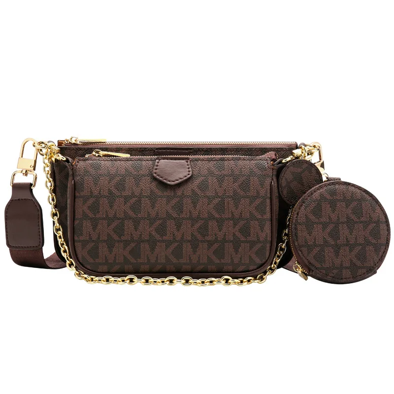 

3pcs in a set luxury handbags for women famous brands custom print crossbody bag faux leather shoulder bag, Dark brown or as your request