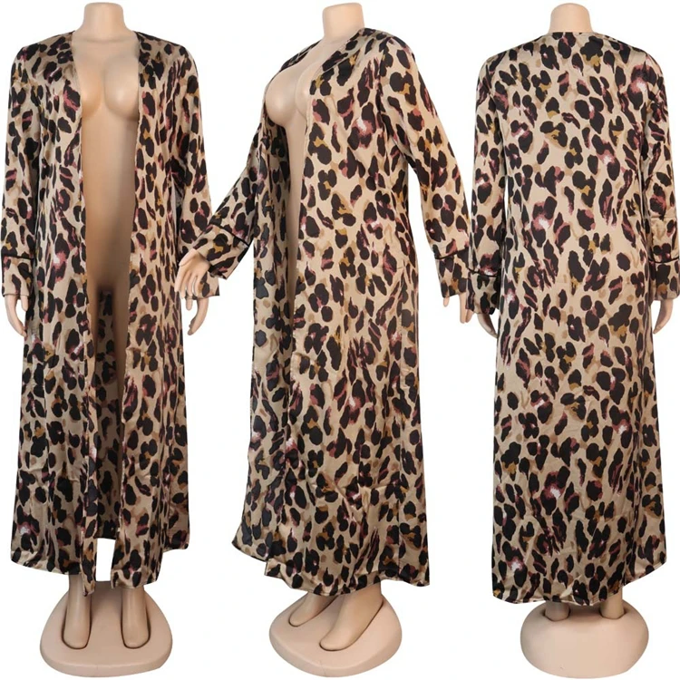 Best Seller Good Quality Winter Autumn 2021 Fashion Casual Leopard Long Jacket Coat Women Top Blouse Tops