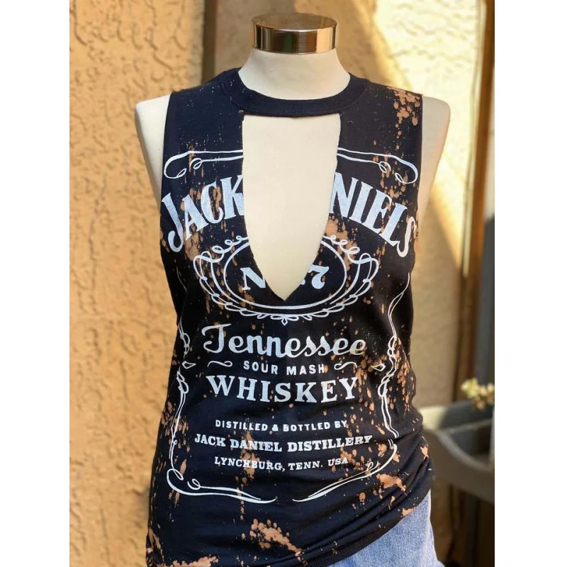 

Women Summer JACK & COKE Deep Cut Tank, Black