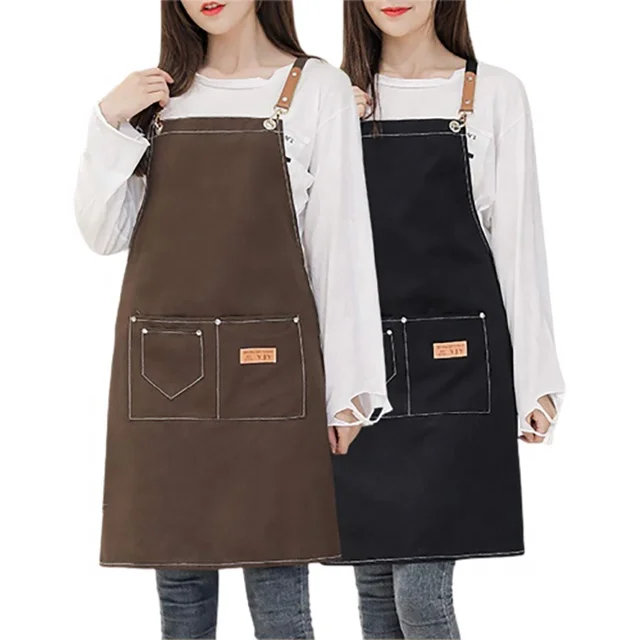 

SunYue Chef Canvas Apron Cross Back Apron for Adult with Adjustable Straps and Pockets, Can be customized