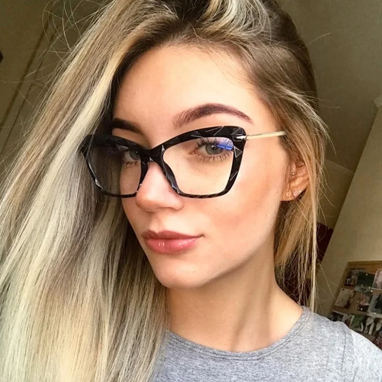 

2021 New style Cat Eye Lady Eyeglasses Optical Glasses Spectacle Frame Clear Lens Women Eyewear, Blue,pink,white,black