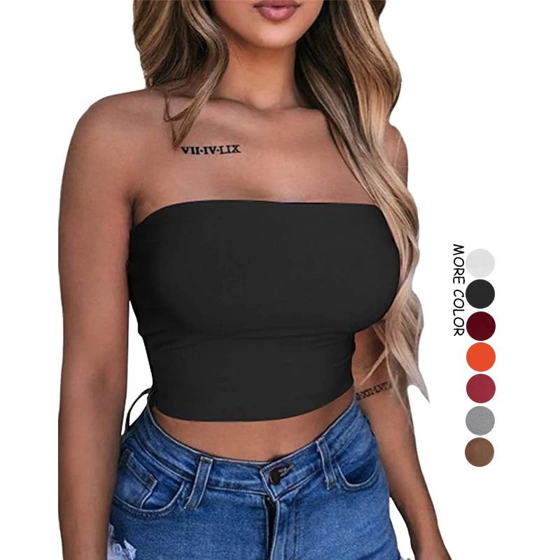 

Custom Cute Ladies White Sexy Plain Strapless Crop Women Tube Top In Bulk, Photo tube tops plain crop