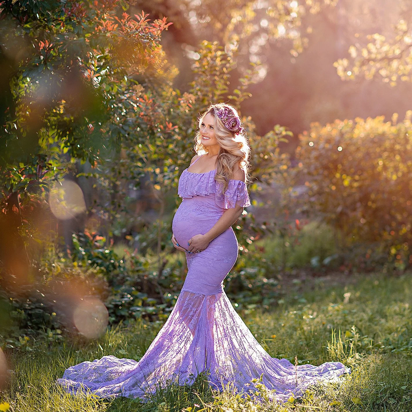 

Stylish Women Maternity Dress Pregnant Lace Tail Photography Maternity Dress Photoshoot