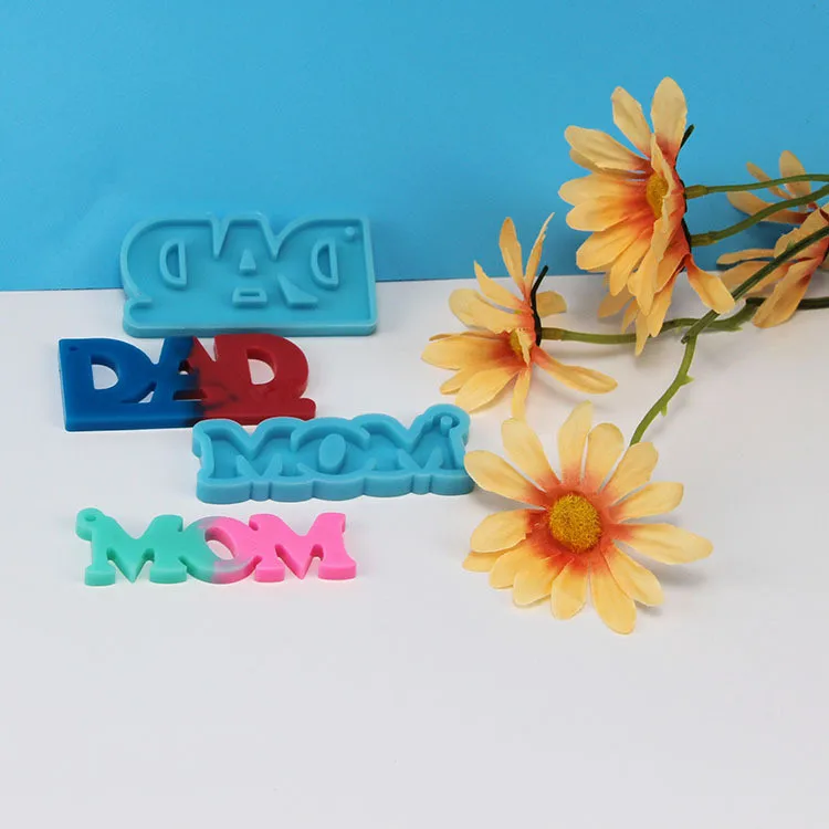 

Y3098 Father's Day Dad resin mold Mother's Day resin mold Mom Word Keychain Silicone Mold, Blue