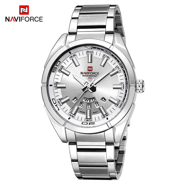 

Top Brand NAVIFORCE 9038 Watch Mens Business Quartz Wristwatches Stainless Steel 30M Waterproof Date Men Watches Reloj Hombre, 4-colors