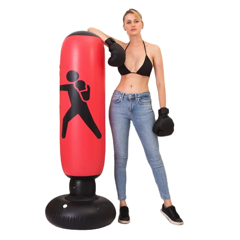 

Red black yellow pvc kids adult fitness water fill base inflatable freestanding punching bag