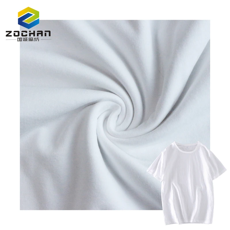 

best material 100% organic cotton single jersey White Sustainable fabric for Sportswear Garment