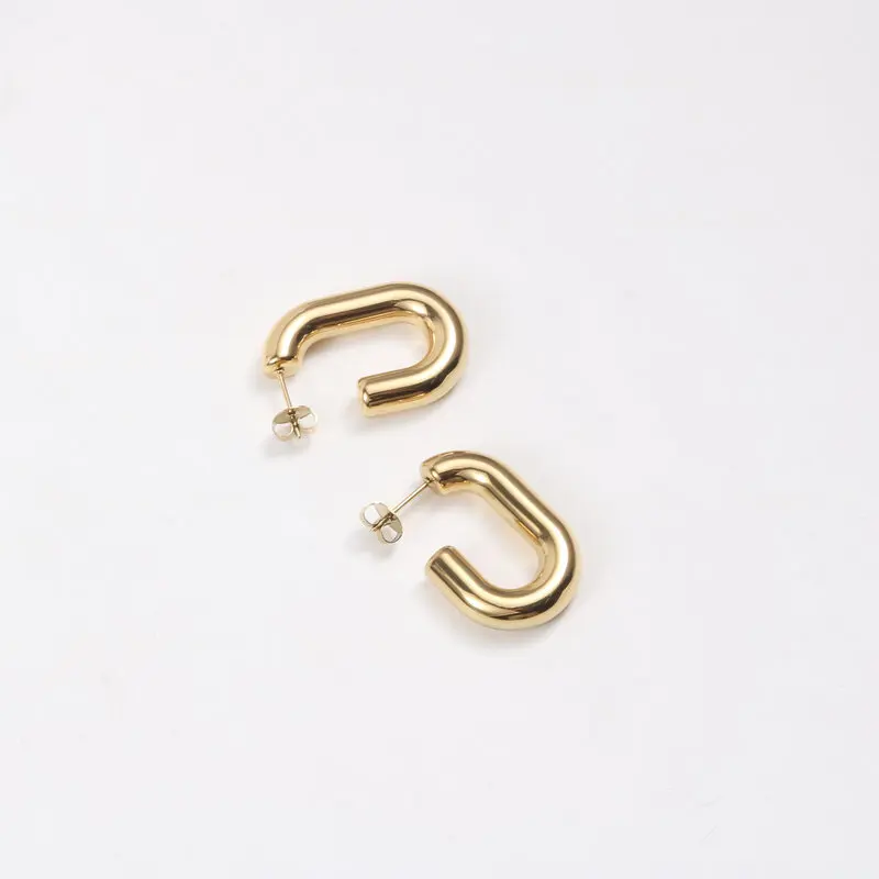 

Trendy Earring 18K Gold Plated U Hollow Hoop Earrings Jewelry Stainless Steel Earrings Wholesale