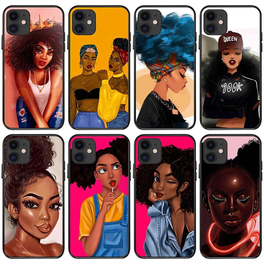 

Poppin Melanin Black GIrl 2021 TPU UV Fashion Black Girl Black Mobile Phone Cases for Apple IPhone 7/8Plus XR Xs Max 12Pro Max