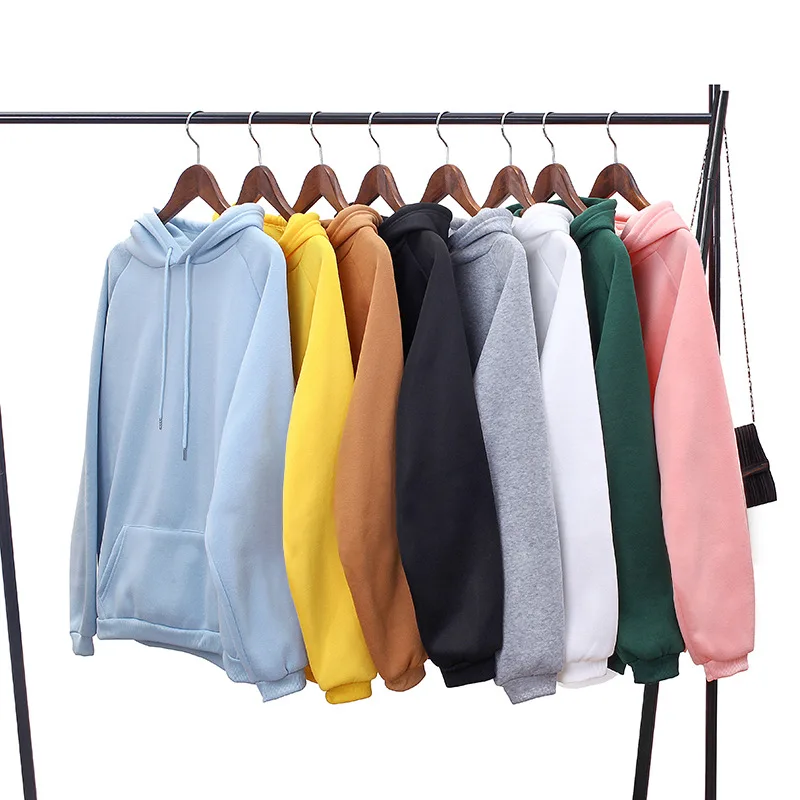 

Autumn Hooded sweatshirt solid color loose women's casual hoodies, White, pink, yellow, gray, green, black, light blue, brown,