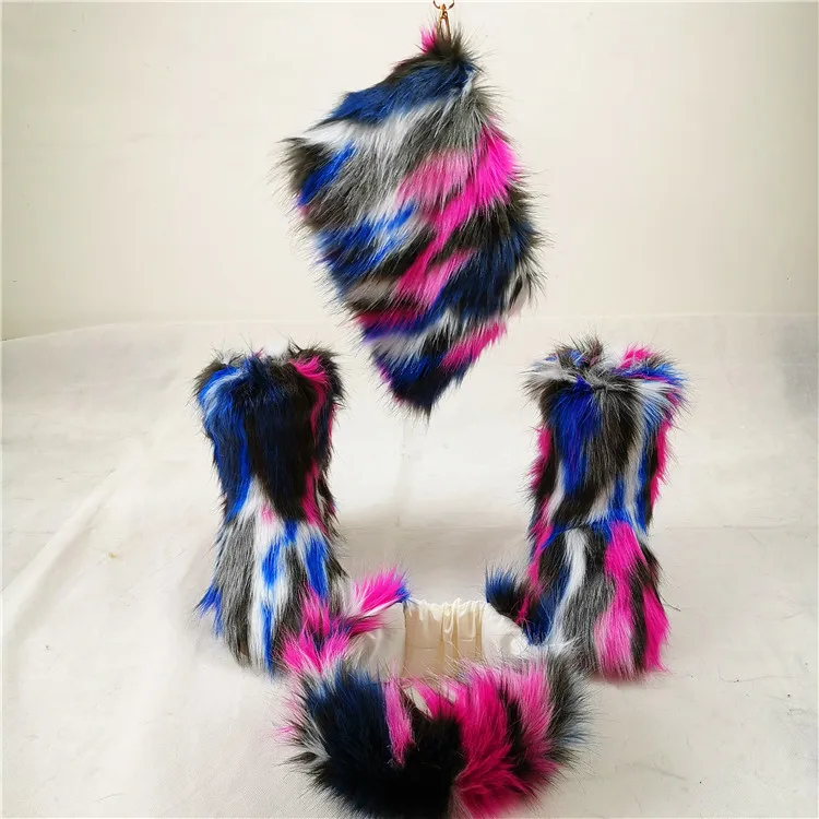 

Factory Direct Wholesale fur boots sheep racoon fur boots glitter snow boots