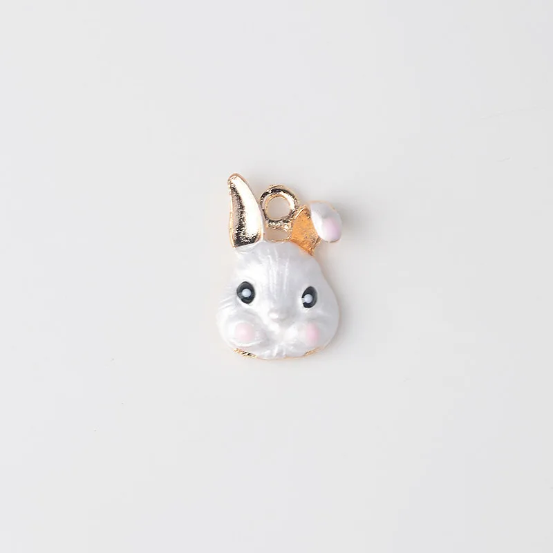 

DIY Jewelry Findings Accessories Making Enamelled Cute Lovely Cartoon Diy Metal Zinc Alloy Animal Rabbit Head Charm For Kids