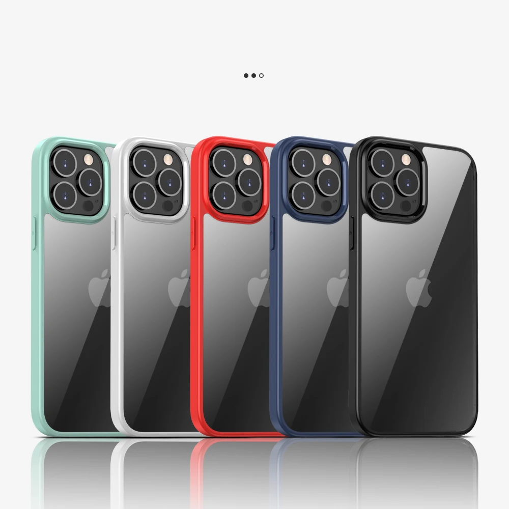 

2021 New arrival classic style Crystal Transparent case 2 in 1 Clear case for iPhone 11 12 13 Pro Max Mini, Multi colors