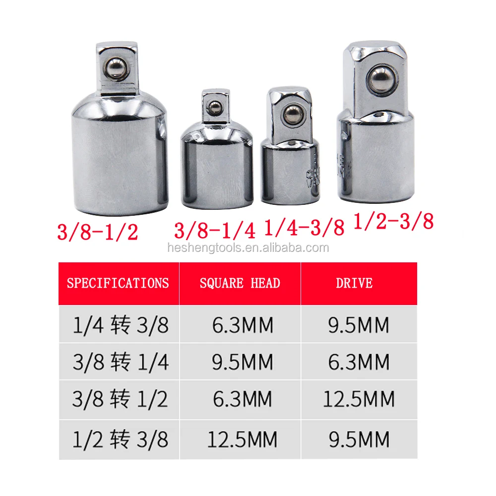 3/8 to 1/2 Adapter 1/4 to 3/8 Adapter 1/2x3/8 & 3/8x1/4 Reducers ABN Socket Reducer Adapters Impact Cheater 4pc Set 