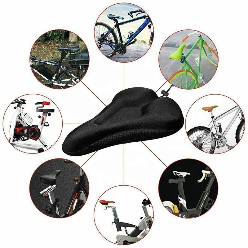 

Cycle Custom Logo Print 3D Silicone Exercise Bicycle Padded Saddle Cover, Memory foam Soft Gel Bike Seat Cover