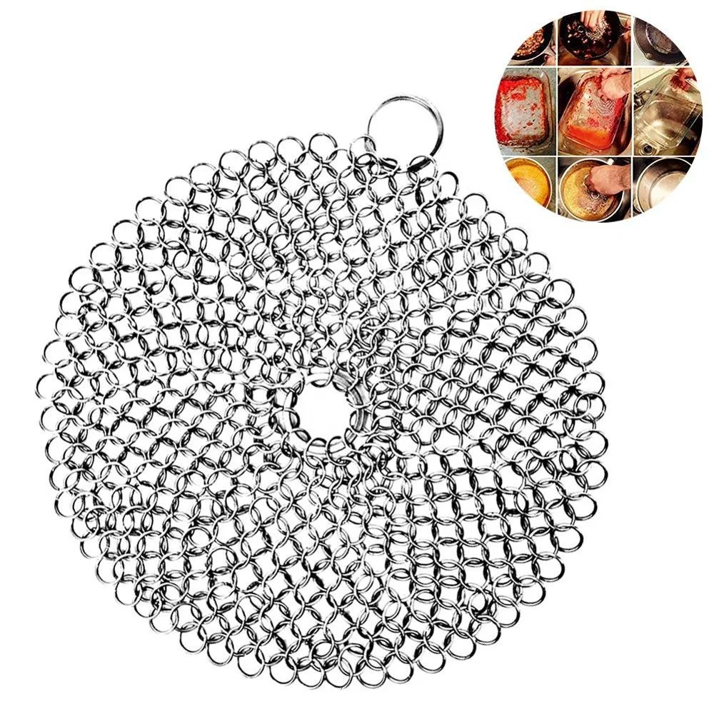 

Stainless Steel Kitchen Dish Bowl Cleaning Brush Pot Pan Scrubber Net Dish Brush Dish Sponge Kitchen Pot Cleaner