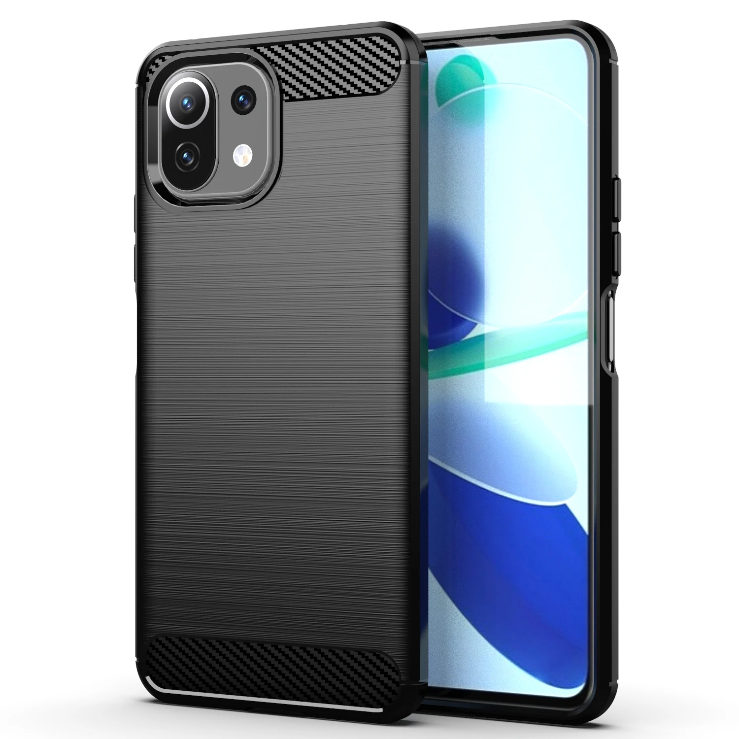 

Soft TPU phone Case For xiaomi 11 lite Back Cover Carbon Fiber mobile Case For mi 11 lite 4G 5g