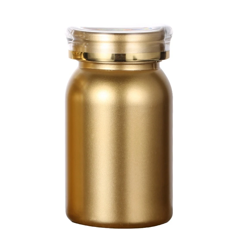 

IN STOCK 100cc Gold Color VitaminPET Bottle Pmpty Packaging Seal Vitamin Bottle Plastic Capsule Container with Screw Cap