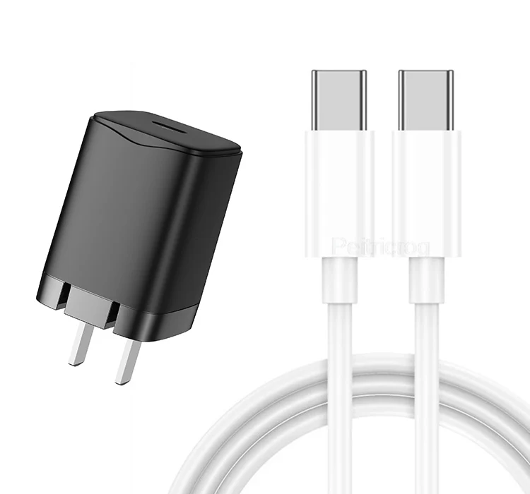 

PD 20W charger +USB C charging cable set mobile phone fast charger, Black white
