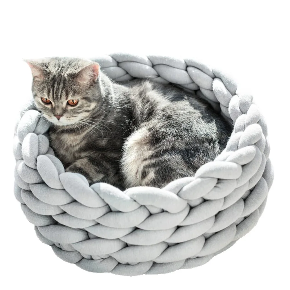 

Chunky Pet Supplies Foldable Knit Crochet Handmade Pet House Hideout Perch Cave Pet Bed For Cat Dog, Pink, red, black, bule, pearl white, customized