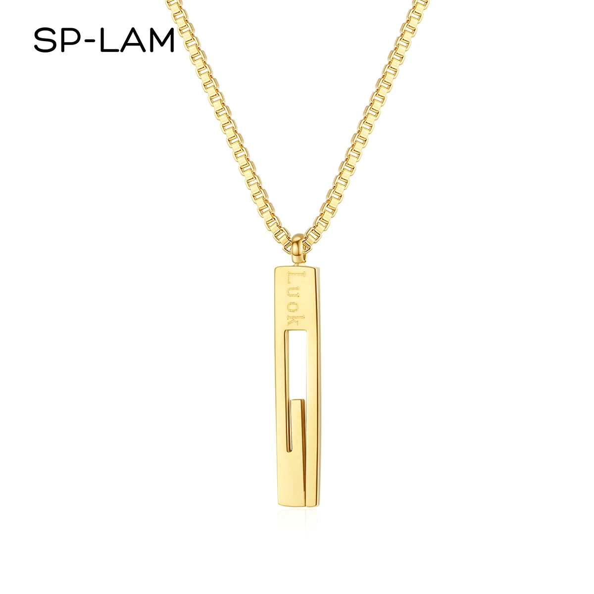 

SP-LAM Square Cheap New Pendant Gold Stainless Steel Woman Chain Jewelry Fashion Korean Necklace