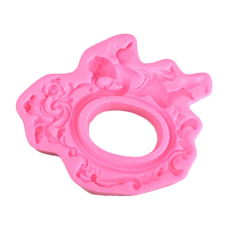 

European Style Angel Photo Frame Decoration Lace Shape Fondant Cake Mold Silicone Cake Baking Mousse Chocolate Making Craft Tool