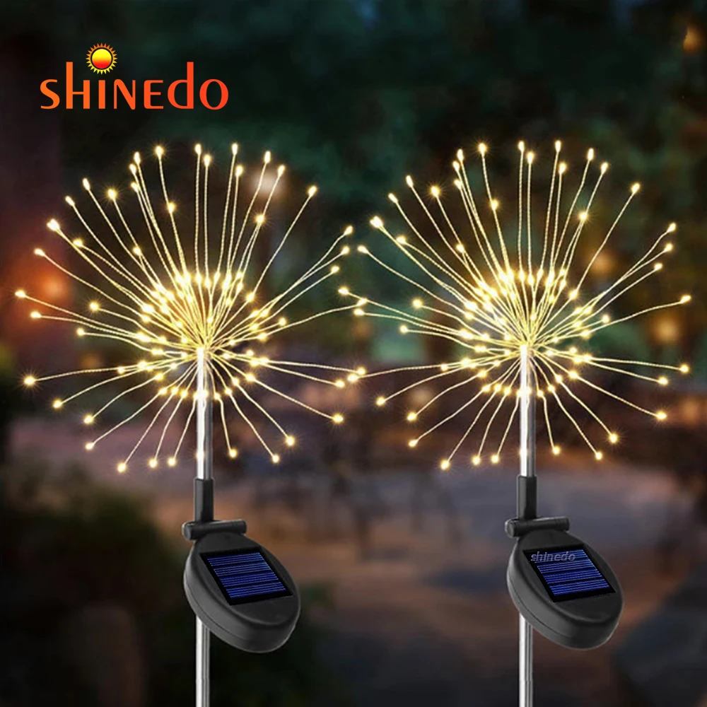 Solar Garden Lights Decorative, Outdoor Waterproof Solar Decoration Landscape Fireworks String Light