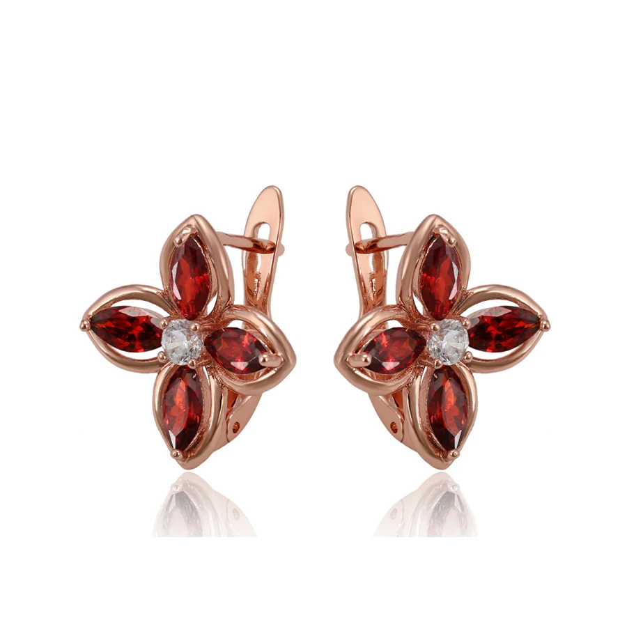 

92018 Xuping flower new design gold plated fashion custom diamond drop earrings for girls