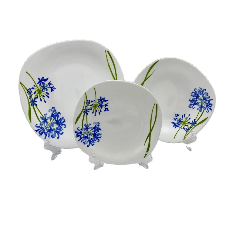 

Glazed Restaurant Creative Opal Glassware Tableware Home Plate Opal Plates Hotel Printed Flower Factory Dinnerware